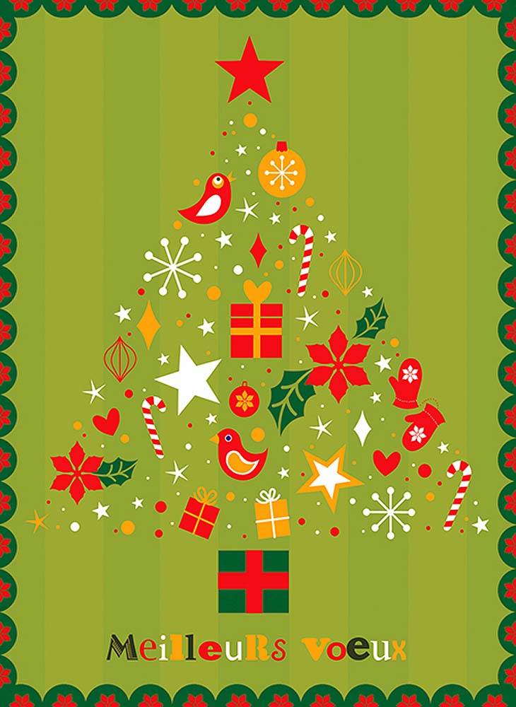 Cartes de Noël sans texte à l'allure traditionnelle avec enveloppe illustrée assortie