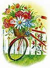 Carte de souhaits sans texte - Livraison de fleurs à vélo