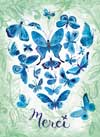 Carte de souhaits sans texte - Un coeur de papillons bleux