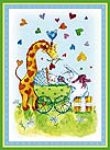 Carte de souhaits sans texte - Le bonjour de la girafe