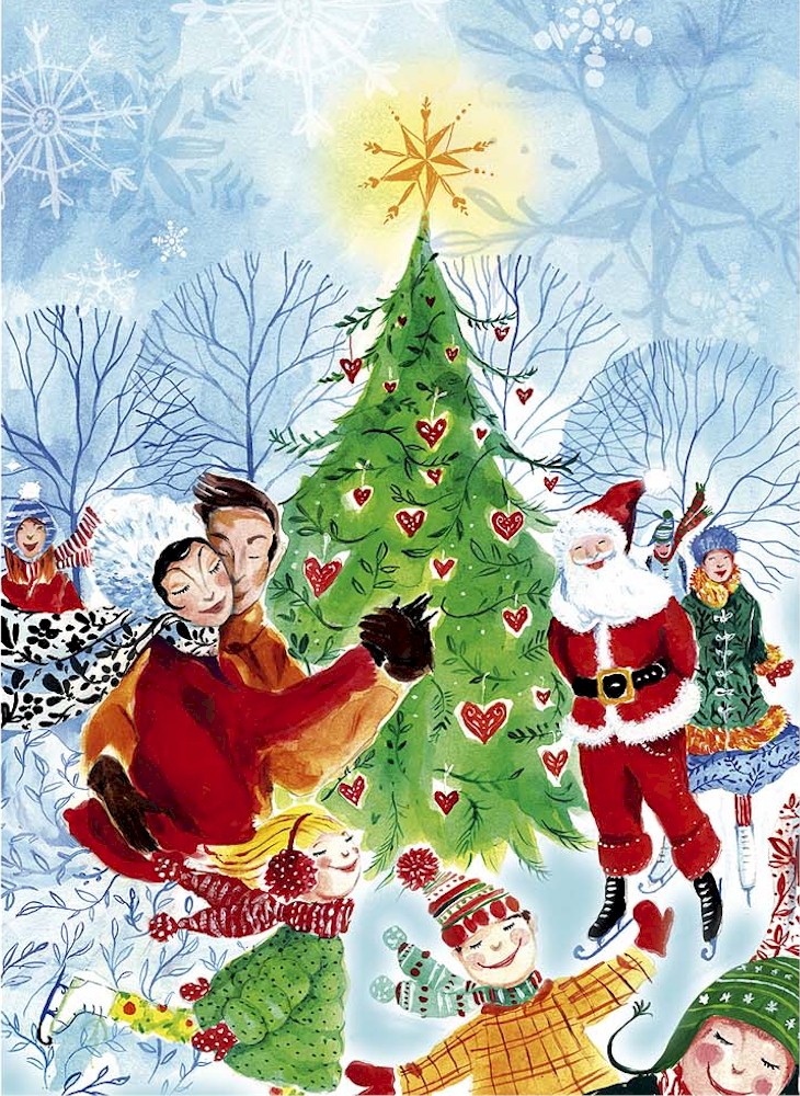 Cartes de Noël sans texte et amusantes avec enveloppe illustrée assortie